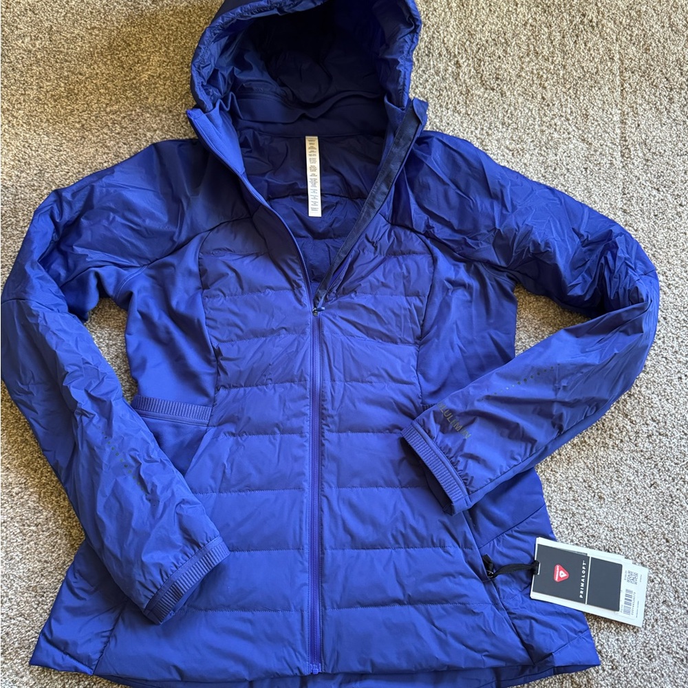 Women's Blue Hooded down for it all Jacket nwt